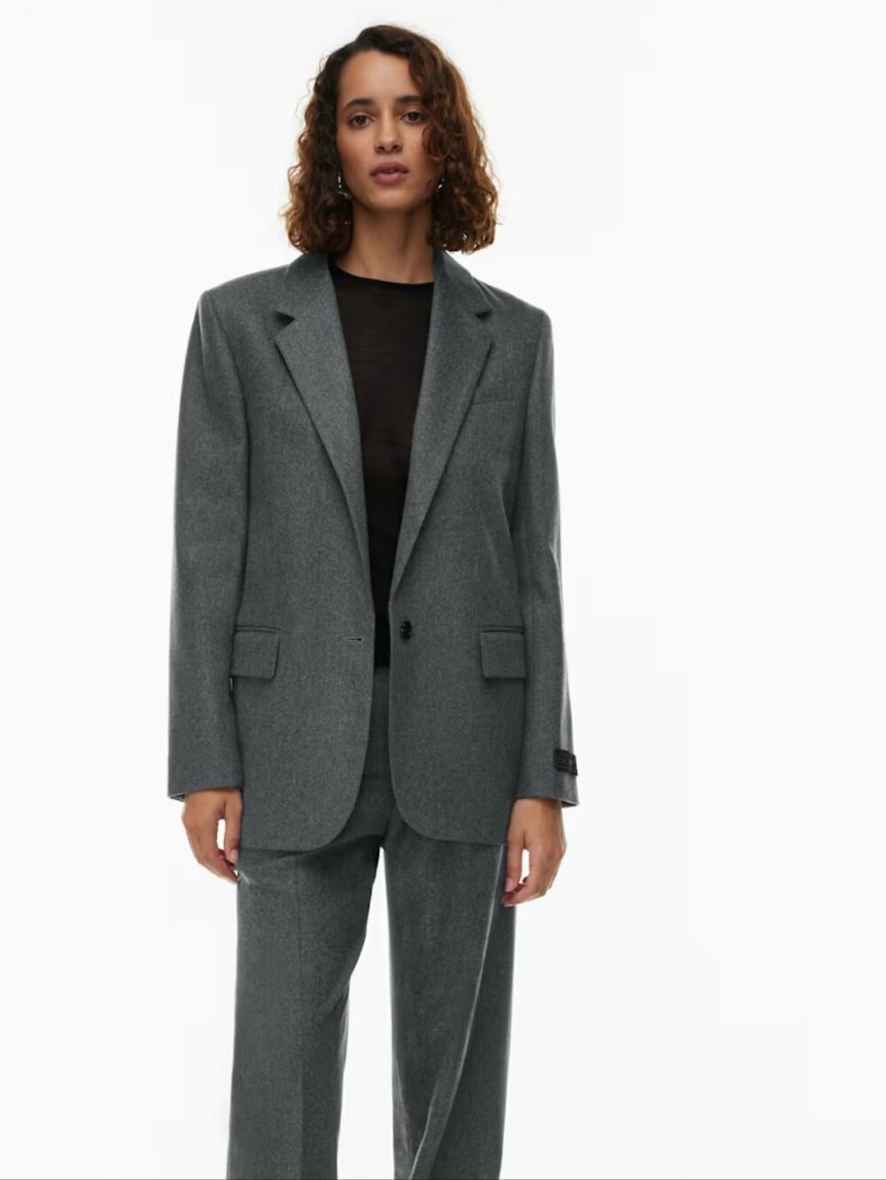 Aritzia Wilfred Generation Blazer Grey Single Button Tailored